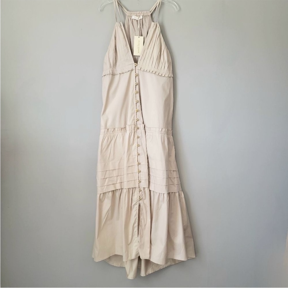 New Ramy Brook Hester Button Up Tiered Midi Dress XS